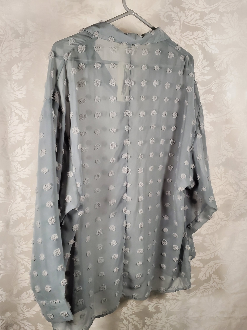 Impressions Light Blue Swiss Dot Button-Down Shirt - Picture 4 of 8